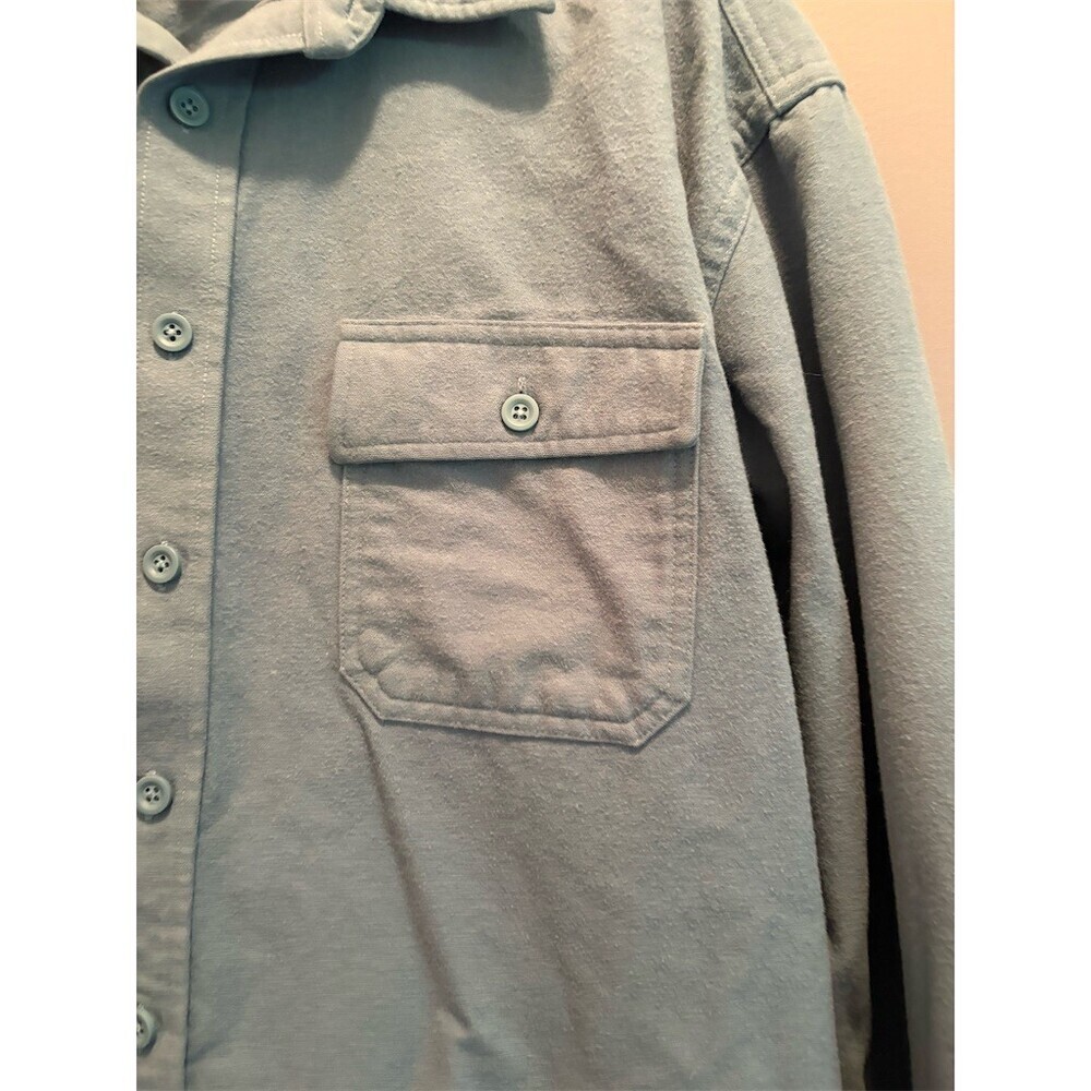 L.L.Bean Chamois Cloth Shirt Mens 2XLT Blue Solid Flannel Fisherman Coastal - Picture 2 of 7
